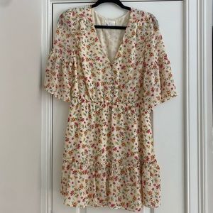 Lost + wander yellow floral mini dress size M